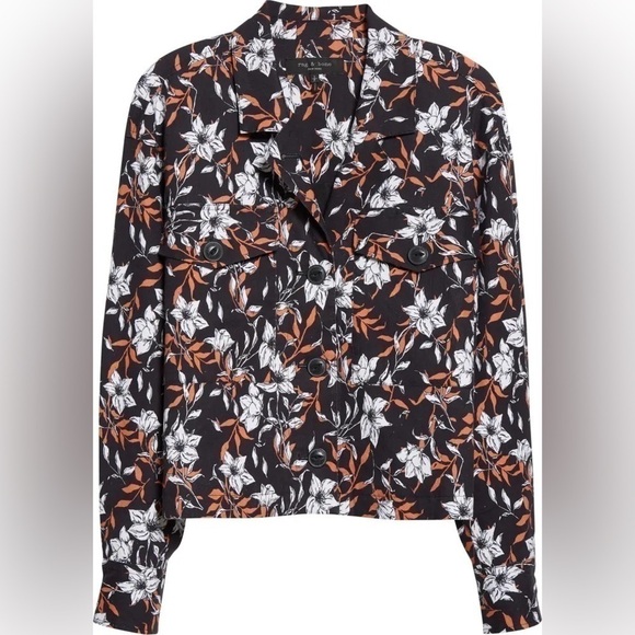 Rag & Bone Fall Floral Cropped Linen Jacket XL - Picture 2 of 15